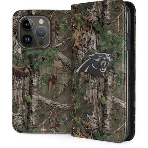 NFL Carolina Panthers Realtree Xtra Green Camo iPhone 15 Pro Folio Case